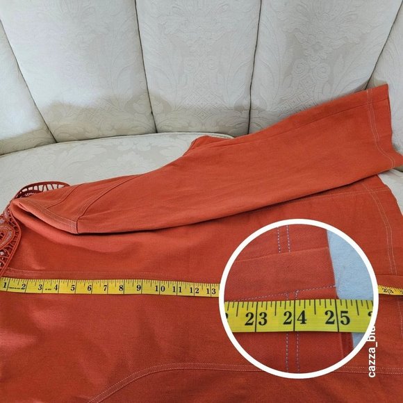 MOFFI International Vintage Tailored Women's Plus Size Orange Denim Jacket - Picture 13 of 14